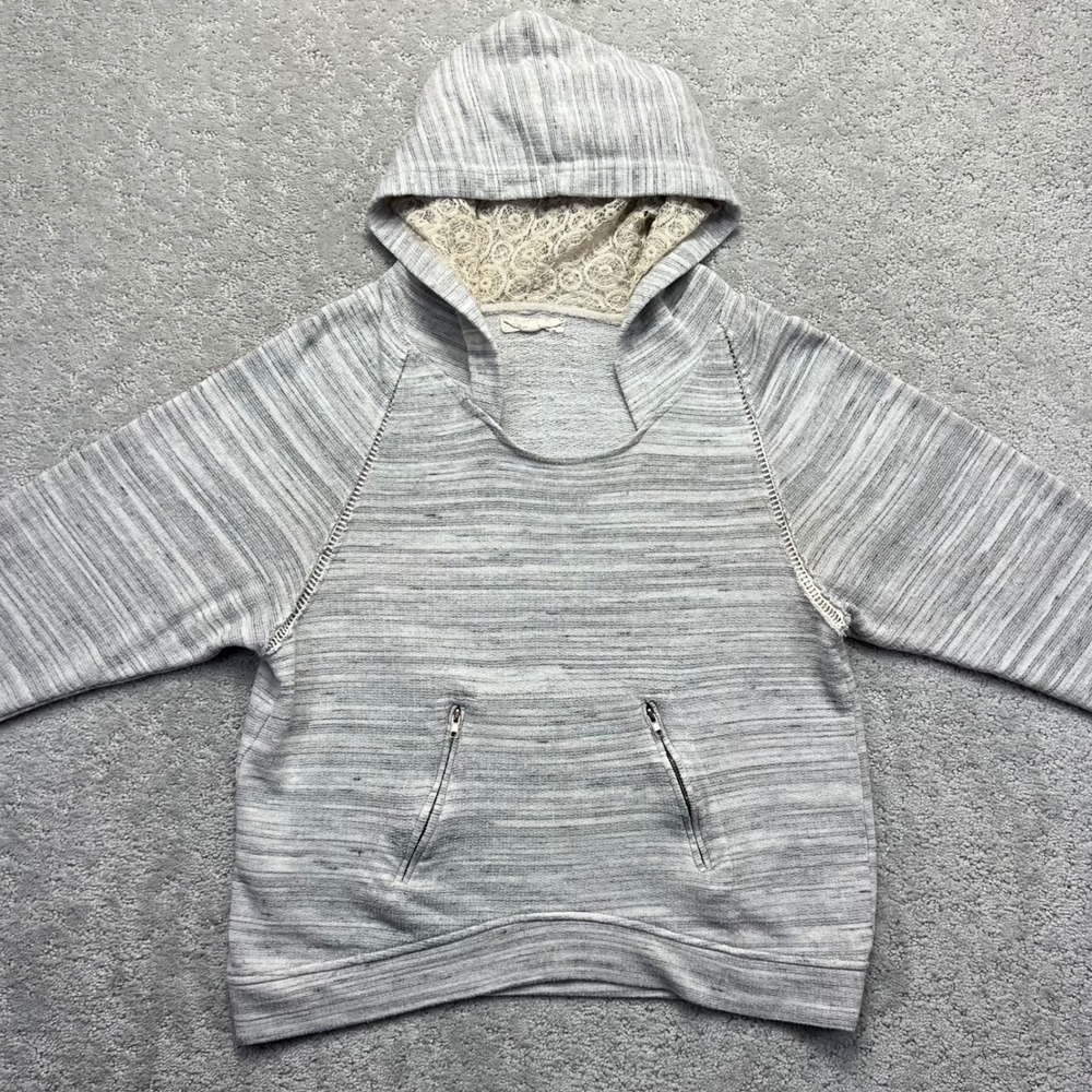 Scrapbook Hoodie Womens M Gray Lace Detailed Anthropologie French Terry USA Made